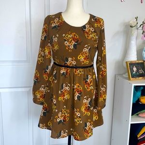 Brown Floral Long Sleeve Dress NWT Alice Moon
